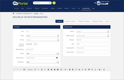 MyPortal un CRM Collaboratif Make My Day Tâches